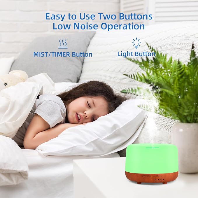 300ML Essential Oil Diffuser,Small Room Aromatherapy Diffuser, Quiet 8H Operation, 7-Color LED Light, 4 Timer, Remote Control, Auto-Off, for Bedroom, Living Room, Kitchen, Yoga, Gifts - Image 5
