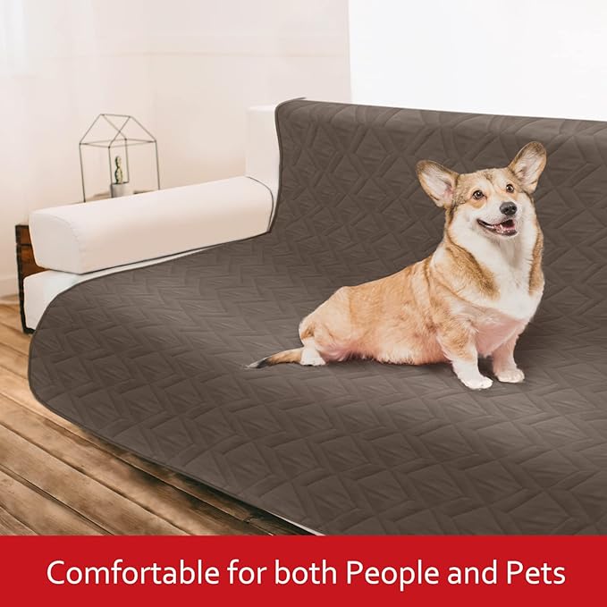 Moonsea Waterproof Blanket Dog Bed Cover with Non-Skid Bottom, Couch Cover for Dogs, Mattress Protector Furniture Protector, Bed Couch Sofa(52" X 82"), Chocolate - Image 5