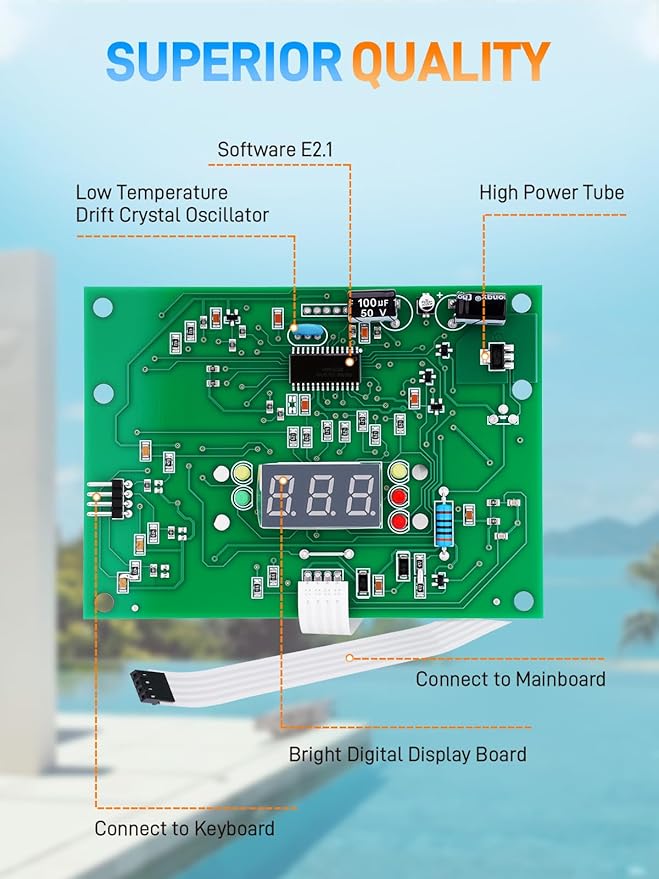 IDXL2DB1930 & FDXLBKP1930 Display Board with Control Panel Bezel Keypad Compatible with Hayward Universal H-series Pool Low Nox Heaters H250IDL2 H150FDN H200FDN H250FDN H300FDN H350FDN H400FDN - Image 4