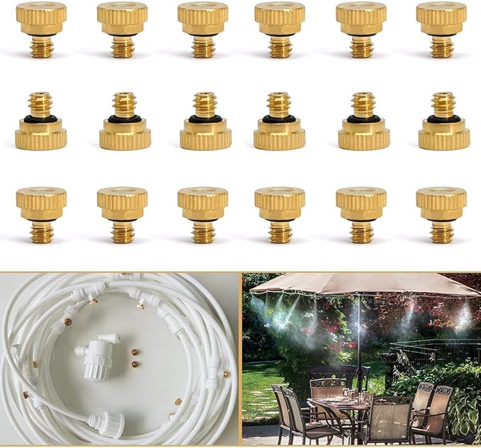 RuoFeng Mister Nozzles Brass For Outdoor Cooling System Low-Pressure Atomizer 22 pcs Orifice 0.012" (0.3 mm) 10-24 UNC - Image 5