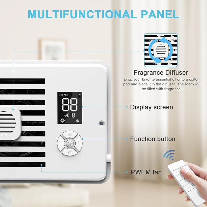 Register Booster Fan for 4" x 12" Vents Only,10 Speeds to Control Cool & Warm Airflow, Air Conditioning Vents with LED Screen Remote & Thermostat Control, for Room Walls & Floors (White) - Image 4
