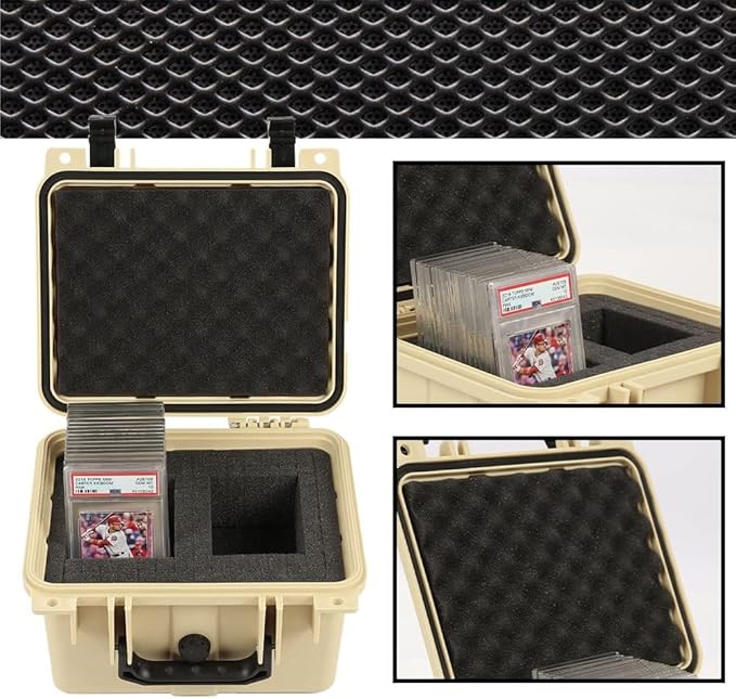 G-PLUS Small Beige Graded Card Storage Box, Compatible With BGS PSA SGC FGS Graded Sports Trading Cards, Weatherproof Case Impact Absorbing Foam Slots - Image 5