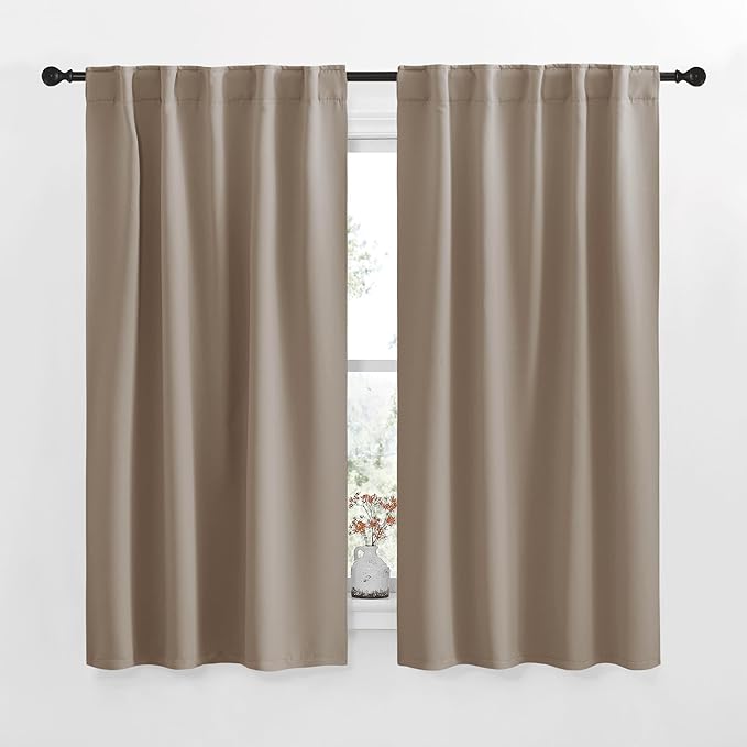 NICETOWN RV Curtains for Camper Windows - (Taupe Color) 34x54 Inch, 2 Panels Set, Thermal Insulated Room Darkening Blackout Drapes/Draperies with Rod Pocket & Back Tab for Half Window by NICETOWN