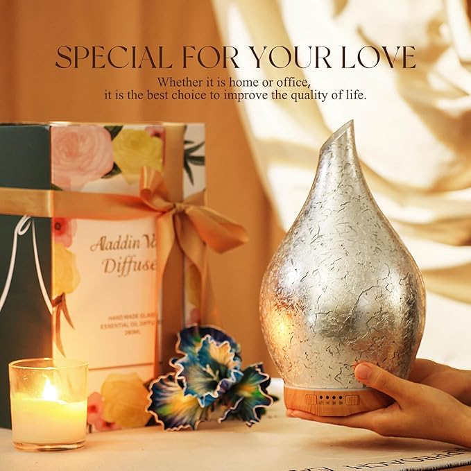 Porseme 280ml Essential Oil Diffuser, 3D Glass Aromatherapy Diffusor, Ultrasonic Cool Mist BPA Free Aroma Humidifier with Timer and Color Changing Function, Waterless Shut-Off for Home Office Room - Image 7
