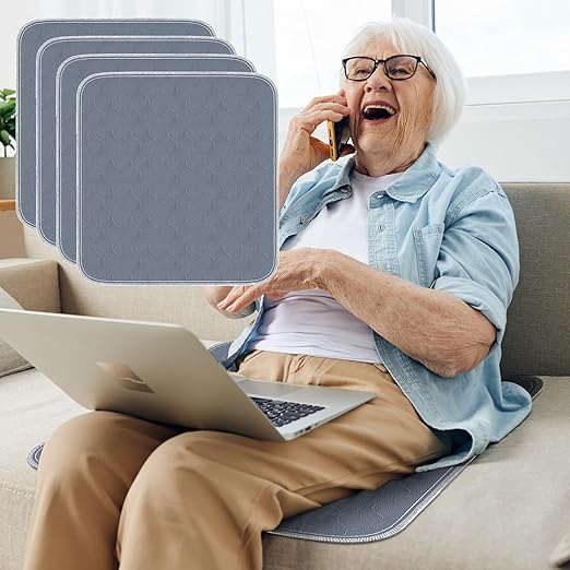 Waterproof Chair Pads for Incontinence Absorbent Seat Protector Pads for Adults Chucks Pads Washable Chair Protector Pads for Chairs Bed Adults, Elderly, Kids & Pets Gray 21"X22"4 Pack - Image 6