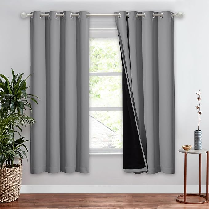 NICETOWN Silver Grey Full Shade Curtain Panel, Energy Smart & Noise Blocking Out Blackout Drape for Dining Room Window, Thermal Insulated Guest Room Lined Window Dressing(1 PC, 52 x 72 inch) by NICETOWN