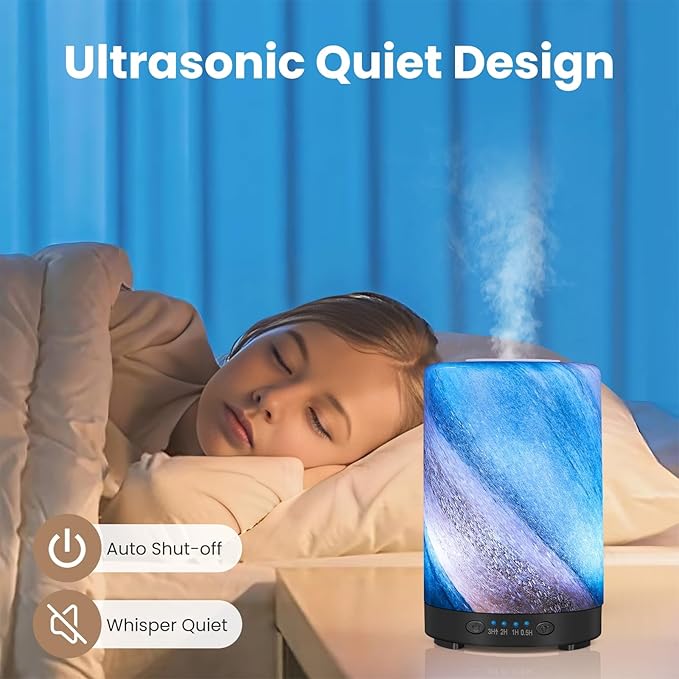 Essential Oil Diffuser, 120 ml Glass Aromatherapy Diffuser with 7 Color Lights, Auto Shut-Off and 4 Timer Settings, Ultrasonic Cool Mist Diffuser for Home Room Office (Galaxy Mist) - Image 5