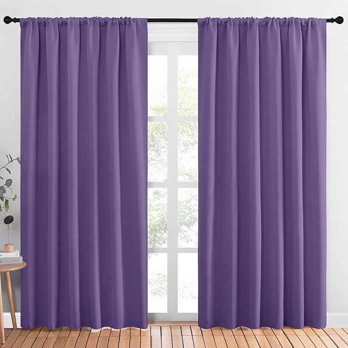 NICETOWN Room Darkening Curtains for Bedroom, Lilac Purple, Set of 2 Panels, 62 x 84 Inch, Triple Weave Home Decoration Thermal Insulated Solid Drapes for Patio Door by NICETOWN