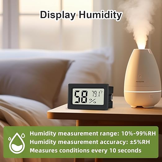 Humidity Meter Indoor Thermometer 6-Pack Mini Digital Thermometer Hygrometer Indoor Temperature Humidity Meters Gauge LCD Display Fahrenheit (℉) for Greenhouse, Reptile Tank, Cellar, Closet - Image 4