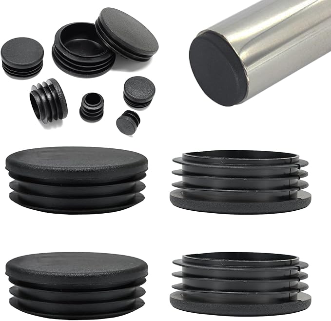 2" (50mm) Plastic Hole Plugs Black -Round Chair Leg Caps, Flush Mount Pipe Plugs, Tubing End Caps for Metal&Wood Legs Tube, Outdoor Furniture Feet caps & Table Plastic Plugs, 12 PCS by EASYEAH