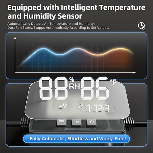 4 Inch Inline Duct Fan with Humidity Sensor and Remote, Upgraded 6-speed control with Timer Humidity & Temperature, Low Noise HVAC Ventilation Fan in Basement Bathroom Workshop Attic - Image 5
