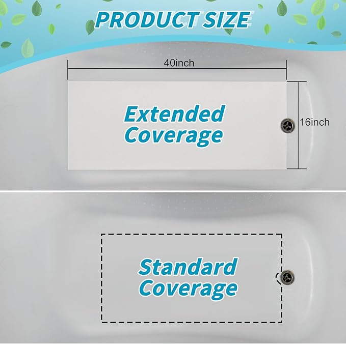 16" x 40" Non Slip Bathtub Mat with Drain Cut Out Anti Slipping Non Skid Safe Tub Mat Adhesive Peel and Stick Bath Tub Mat PEVA Tub Sticker for Shower Floor Boat Wet Areas(Clear) - Image 3