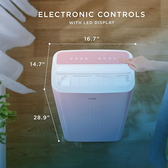 COMMERCIAL COOL Portable Air Conditioner, Dehumidifier & Fan, Portable Air Conditioner 9,000 BTU Covers up to 400 Sq. Ft. Wi-Fi Enabled, Pink - Image 7