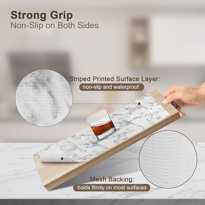 OcePor Non-Adhesive Drawer and Shelf Liner 12IN x 20FT，Non Slip Cabinet and Cupboard Liner, Kitchen Cabinet Liners for Shelves, Waterproof Drawer Shelf Liners for Cabinets/Bathroom Cupboard, Marble - Image 2