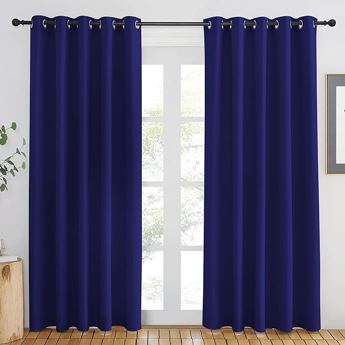 NICETOWN Navy Blue Blackout Curtains 84 inch Length, Grommet Top Room Darkening Drapes for Bedroom Living Room, Light Blocking Window Covering for Privacy (W66 x L84 Inch, 1 Panel) by NICETOWN