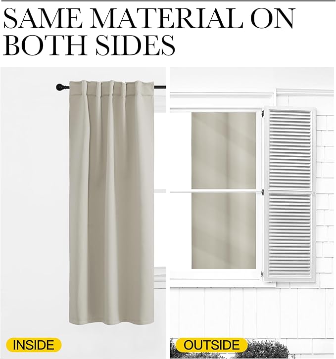 NICETOWN Blackout Curtains 84 inches Long for Living Room, Rod Pocket & Back Tab Window Curtains, Eatra Long Drape Panels for Office (Natural, 70" W x 84" L per Panel, 2 PCs) - Image 6