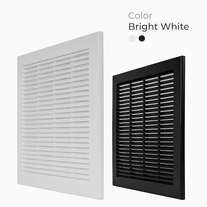 12" x 12" (Outer Size) Square Air Vent Cover – White Plastic Vent Deflector - Screen Mesh, Surface Mount Wall Ceiling – Cold Air Return Soffit Air Vent Cover - Register Indoor Outdoor - Image 3