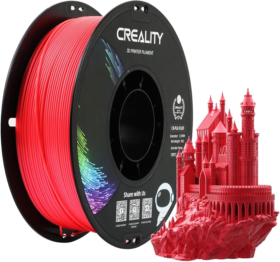 Creality PLA Filament 1.75 mm, 3D Printer Filament, 1.0kg (2.2lbs) Spool, No Warp Enhanced Toughness, Dimensional Accuracy ±0.03mm Printing Filament, for 3D Printers (Fluorescent Pink) by Creality