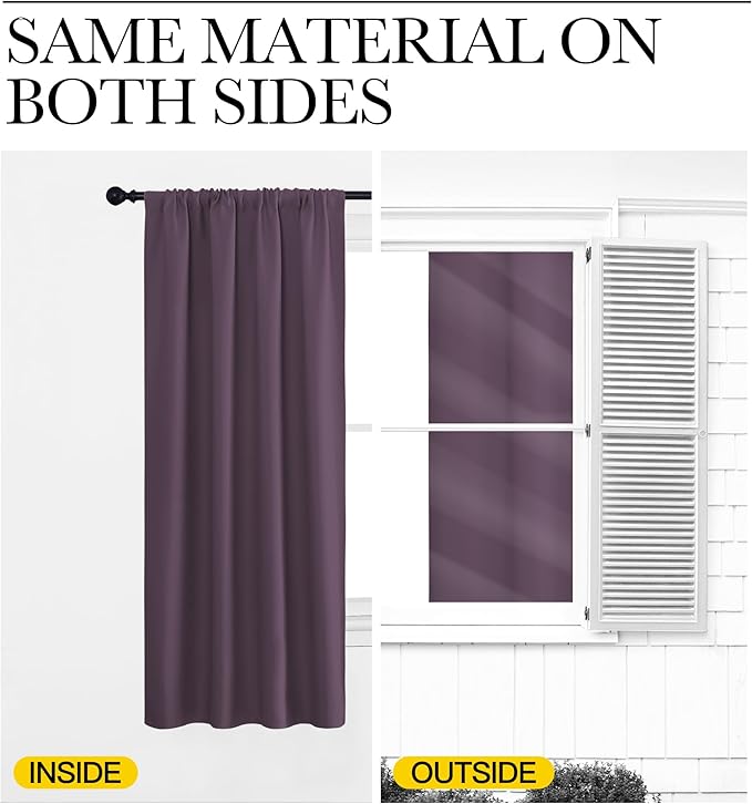 NICETOWN Blackout Curtains for Living Room, Plum, 2 Panels, 42 by 63, Darkening Window Curtain Panels, Easy-Care Solid Thermal Insulated Draperies/Drapes for Daughter Room - Image 5