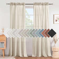H.VERSAILTEX Natural Linen Rod Pocket Curtains 84 Inch Length for Living Room 2 Panel Pocket Drape Semi Sheer Neutral Country Rustic Farmhouse Boho Curtain Bedroom Light Filtering, Heathered Natural by HVERSAILTEX