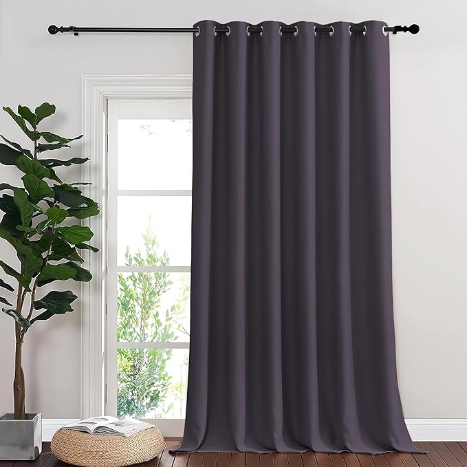 NICETOWN Blackout Room Divider Curtains for Sliding Glass Doors 102 Inches Long 1 Panel, Extra Wide Curtains for Doorway Patio Bedroom Living Room (Greyish Purple, 80Wx102L, 1 Panel) by NICETOWN