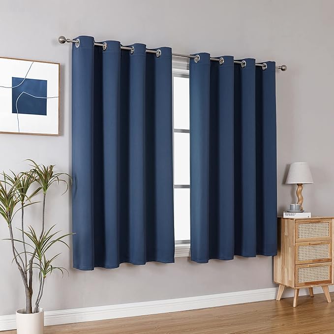 ChrisDowa Grommet Blackout Curtains for Bedroom and Living Room - 2 Panels Set Thermal Insulated Room Darkening Curtains (Stone Blue, 52W x 54L) - Image 6