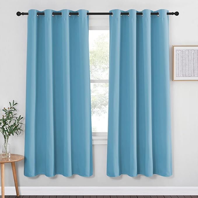 NICETOWN Blackout Curtain Panel for Window - Window Treatment Thermal Insulated Solid Grommet Blackout Drape for Bedroom (Teal Blue, Single Panel, 52 by 72 inches) by NICETOWN