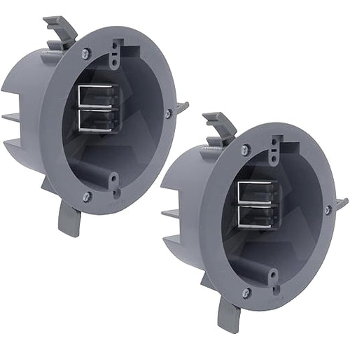 (Pack of 2) 4'' Old Work Round Electrical Box, One-Gang Grey PVC Junction Box, 18 Inch Capacity, Round Ceiling Remodel Box with Built-in Mounting Tabs, Three Mounting Wings, 2-Hour Fire Rated Walls by AirmontProducts