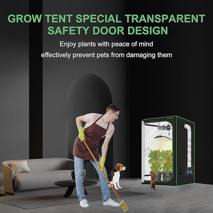 MELONFARM 2x2 Grow Tent, 24"x24"x48" Double Transparent Viewing Door Indoor Grow Tent, Growing Tent with High Reflective Mylar & Floor Tray, Plant Tent for Indoor Hydroponics Growing - Image 8