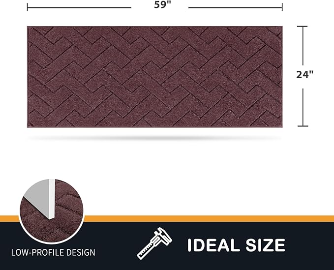 PURRUGS Dirt Trapping Door Mat 24" x 59", Non-Slip Machine Washable Entry Rug, Dog Doormat, Indoor Front Door Mat, Super Absorbent Entryway Rug for Muddy Shoes & Paws, Burgundy Red - Image 2
