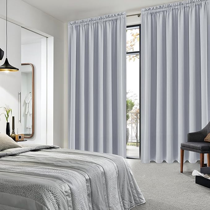 DWCN Blackout Curtains for Living Room Thermal Insulated, Energy Saving & Noise Reducing Bedroom Curtains, Silver Grey, W 70x L 84 Inch, Set of 2 Rod Pocket Curtain Panels - Image 2