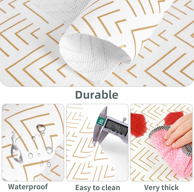 Shelf Liner for Kitchen Cabinets Non Adhesive Drawer Liner Non-Slip Thickened Shelf Liner Paper Strong Easy to Clean for Tool Box Refrigerator with Knife and Tape Measure, Gold Arrow, 17.3 x 354.3 in - Image 3