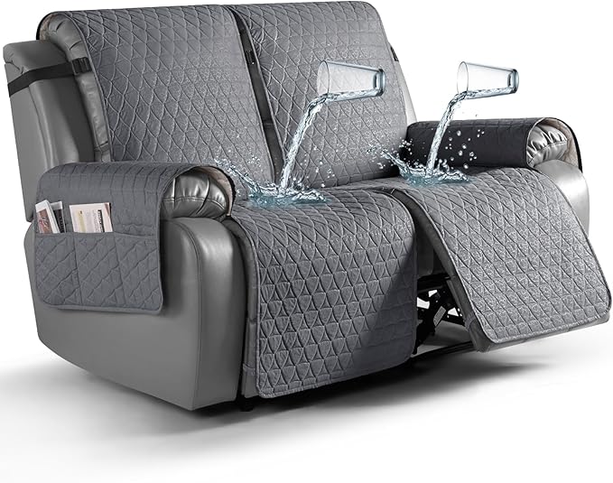 TAOCOCO 100% Waterproof Recliner Cover, Non-Slip Washable Reclining Couch Cover with Elastic Leg Straps, Furniture Protector for Dogs (Dark Gray, 2 Seater) by TAOCOCO