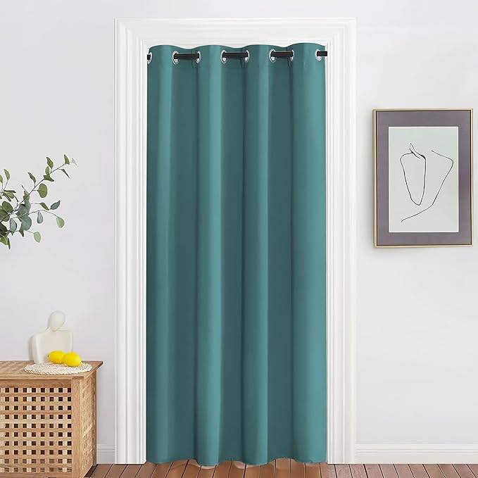 NICETOWN Blackout Doorway Curtain Drape 78 inch Long - Grommet Noise Reducing Thermal Insulated Solid Modern Window Treatments for Bedroom Closet (1 Panel, 52 x 78 Inch, Sea Teal) by NICETOWN