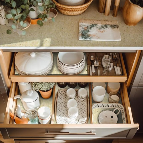 12" W x 120" L Non Adhesive Shelf Liner Kitchen Drawer Liner Pantry Liner for Shelves Cupboard Liner Kitchen Cabinet Cover Easy to Trim - Image 2