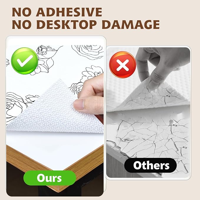 Shelf Liners for Kitchen Cabinets 17in x 20FT Non Adhesive Drawer Liner Black and White Floral Thickened Shelf Liner Paper Strong Non-Slip Easy to Clean for Tool Box with Knife and Tape Measure - Image 5