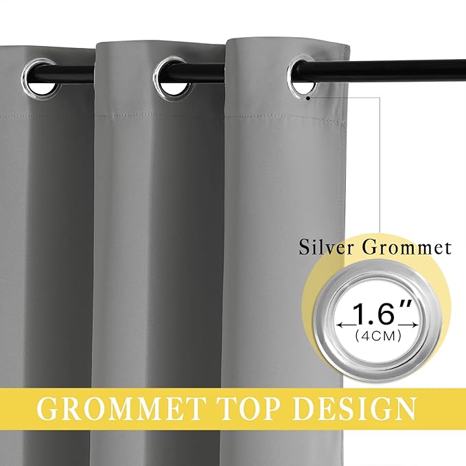 NICETOWN Extra Wide Sliding Door Curtains, Thermal Insulated Blackout Patio Curtain for Sliding Glass/French Door (Silver Grey, W80 x L84) - Image 4