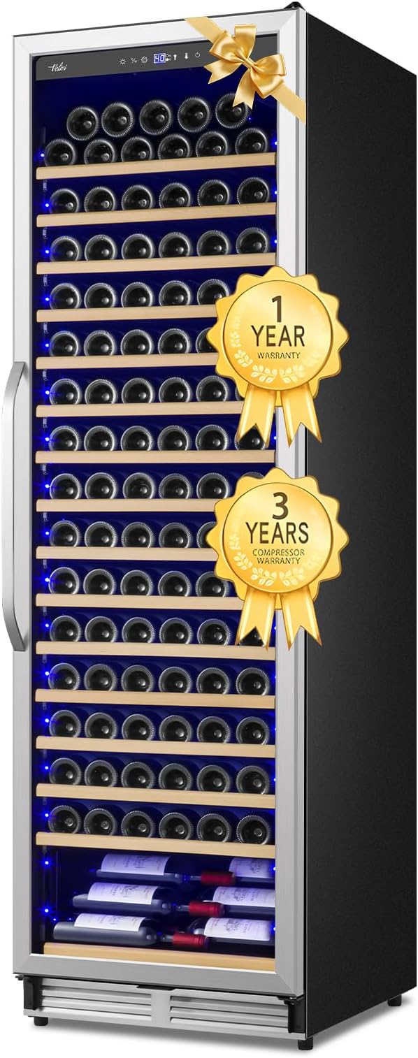 Upgraded 190 Bottles Wine Cooler Refrigerator,24 Inch Wide Wine Fridge with Professional Temperature Control System, Freestanding or Built-in installation, Quiet Operation by Velieta-SpecialistinFridge