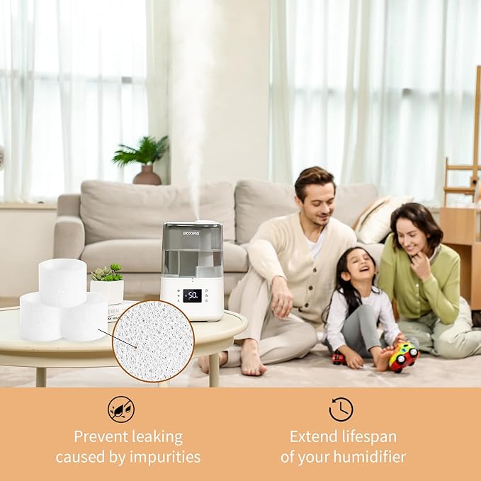 Boxing 12-Pack Top Fill Humidifier Replacement Filters, Capture Particles, Improve Humidification Efficiency, Prevent Leaking Caused by Impurities, Extend Lifespan of Humidifier HU-802, HU-602 - Image 3
