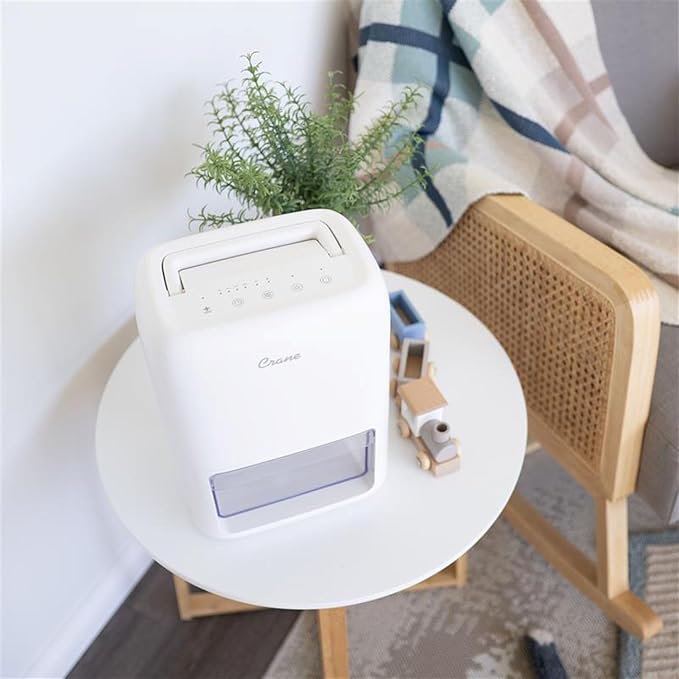 Crane Small Dehumidifier For Bathroom with Auto Shut-Off, 70 OZ Dehumidifier For Closet, Basement, RV & Closet, Optional Ambient Light, Dehumidifiers For Bedroom, Quiet Moisture Removal, 3 Day Tank - Image 8