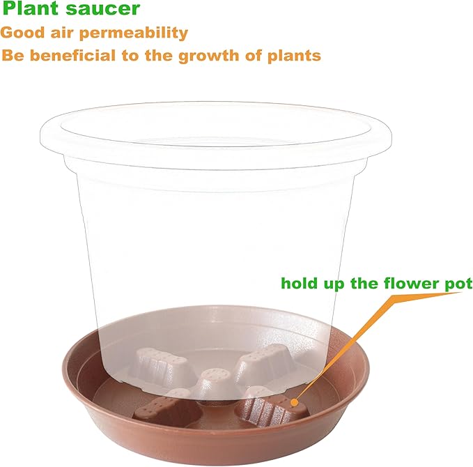 4 Pack Plant Saucer 8 inch, 10 12 14 17 inch, Plant Stand Plastic Plant Saucers for Indoors Outdoor, Heavy Duty Flower Planter Drip Trays for Pots, Pot Saucers for Plants, Grow Bags Saucers - Image 3