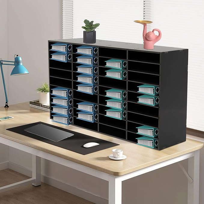 Literature Organizers 24/36Slots Mail Sorter Compartment Files Rack File Cabinet Mail Organizer Office Mailbox Storage Files Manuals Books for Office Company (BGQHQNS6WDFKH - 36 Slots - Black) - Image 7