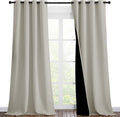 NICETOWN Natural Blackout Curtains 90 inches Long, Full Light Blocking Drapes with Black Liner for Nursery, Thermal Insulated Draperies for Hall, Villa (2 Pieces, 46" Wide Each Panel) by NICETOWN
