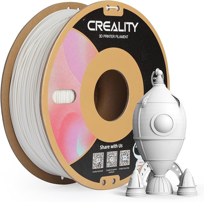 Creality PLA Matte 3D Printer Filament 1.75mm, Matte PLA 1kg Spool (2.2lbs), Dimensional Accuracy +/- 0.02 mm, Fits for Most FDM 3D Printers (Matte White) by Creality