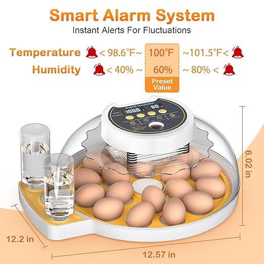 18 Egg Incubator with Automatic Egg Turning and Humidity Control, Incubators for Hatching Eggs, Incubator for Farm Science Classroom Home Chicken Duck - Image 3