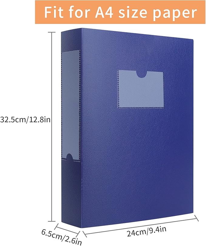 HUA JIE 2 Pack A4 Storage File Boxes Archives Case,65mm Spine,Box File Document Storage Box for Office School -Blue - Image 4