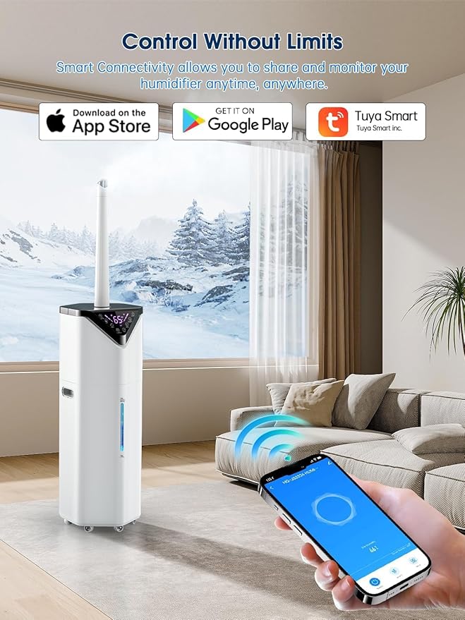 19L/5Gal Humidifiers for Bedroom Large Room 2800 sq ft, Quiet Humidifiers for Large Room, Floor Humidifier with 3 Mist Mode & Auto 180°Mist Tube for Home Whole House School Office Commercial Plants - Image 2