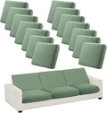 14Pcs Stretch Couch Cushion Covers, Water Resistant Outdoor Sofa Cuhsion Cover Replacement,Washable Outdoor Patio Chair Seat Cushion Covers for Furniture Protect (Sage Green, Leaf Textured) by CALBODE
