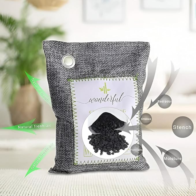Bamboo Charcoal Air Purifying Bags (4-Pack, 200g Each) – Natural Odor Eliminator & Moisture Absorber for Home, Car, Closets, Bathrooms – Eco-Friendly, Reusable Deodorizer - Image 3