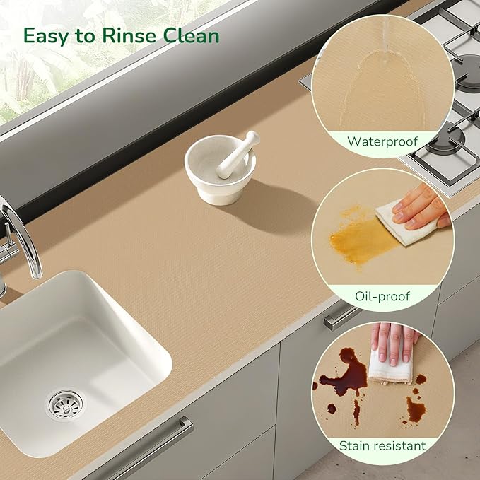 Drawer and Shelf Liner for Kitchen, Non-Slip Non-Adhesive Cabinet Liners for Cupboard, Dresser, Shelves, Tool Box, Pantry, Thickened Easy Install, Strong Grip, 23.6In x 20FT, Beige - Image 4